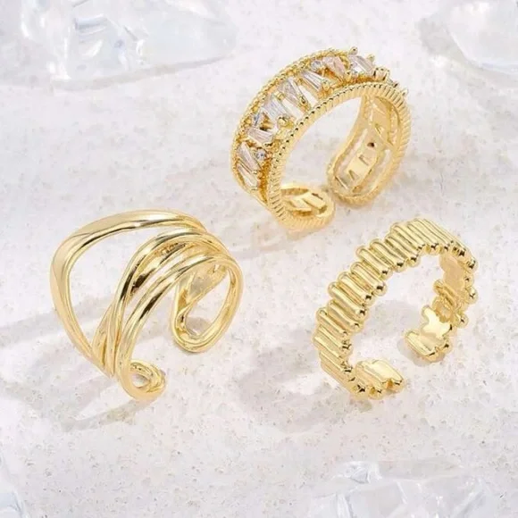 3 PCs gold plated rings - Picture 3 of 3
